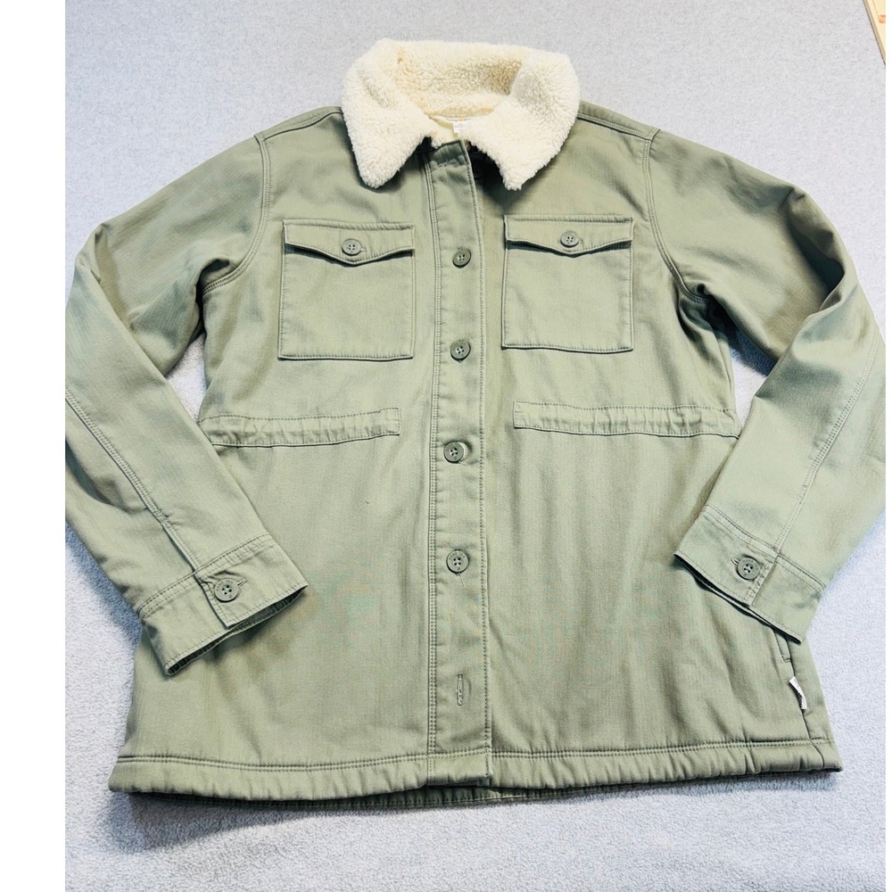 Hang Ten Utility Jacket Womens Medium Sage Green Sherpa Collar Fleece Lined